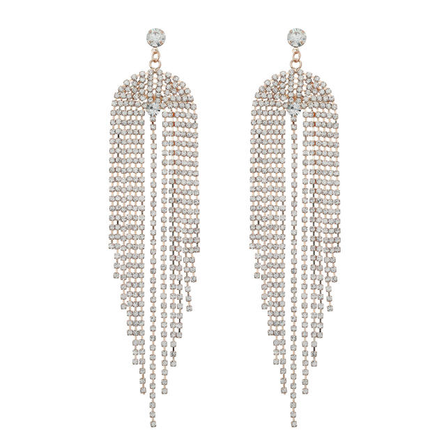 Luxury full diamond tassel women earrings