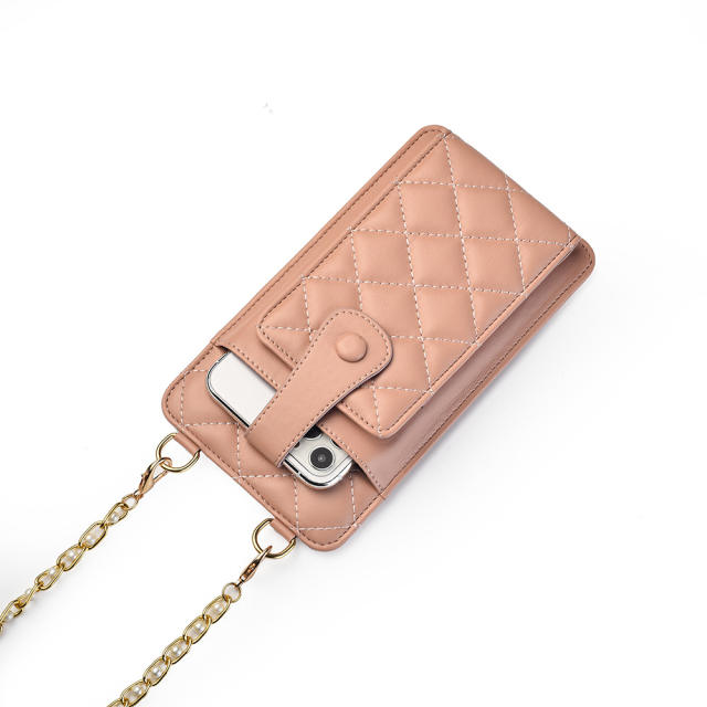 Popular classic quilted pattern PU leather mini phone bag