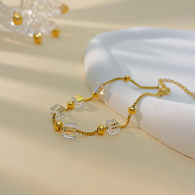 Korean fashion crystal bead stainless steel bracelet