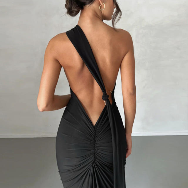 Sexy plain color bodycon maxi dress