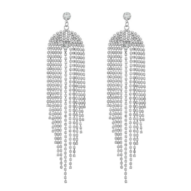 Luxury full diamond tassel women earrings