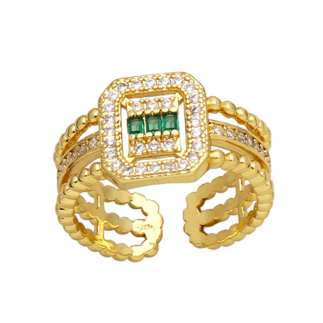 Personality pave setting cubic zircon real gold plated copper rings