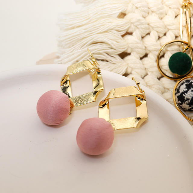 Boho natural trend colorful ball alloy earrings