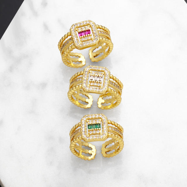 Personality pave setting cubic zircon real gold plated copper rings