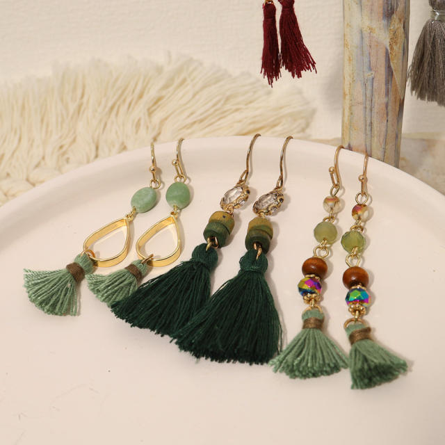 Boho rope tassel earrings