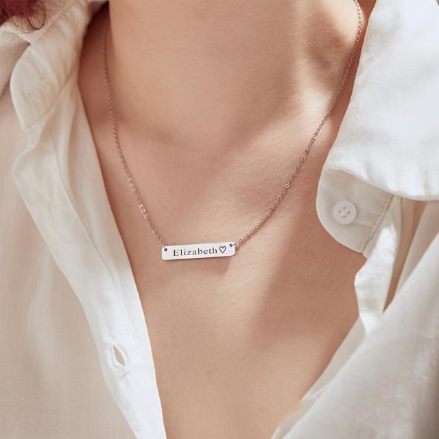 Simple stainless steel bar stamp necklace