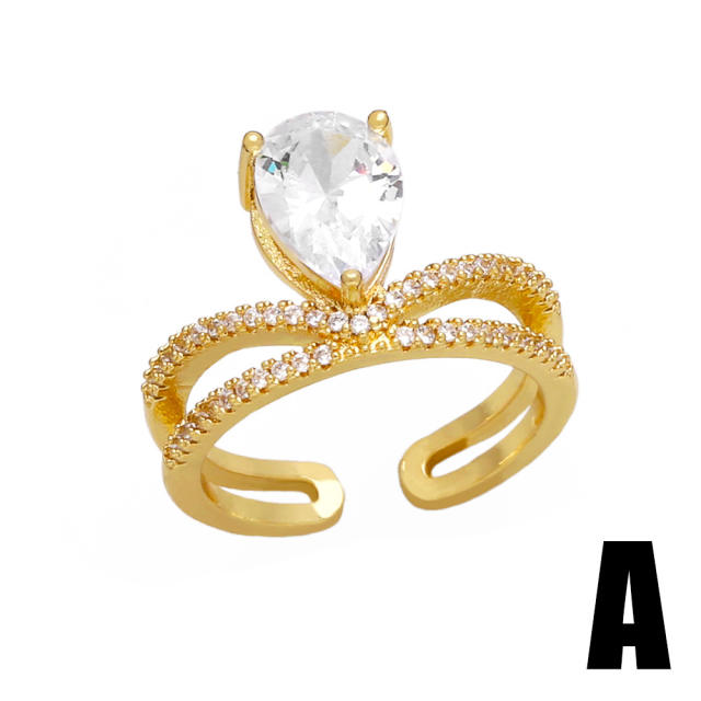 Delicate heart cubic zircon real gold plated copper rings