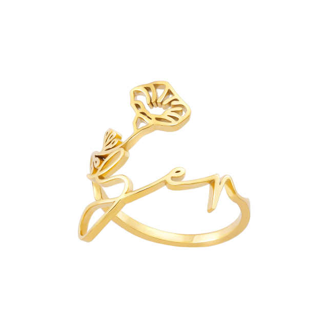 Hot sale birsth flower stainless steel rings