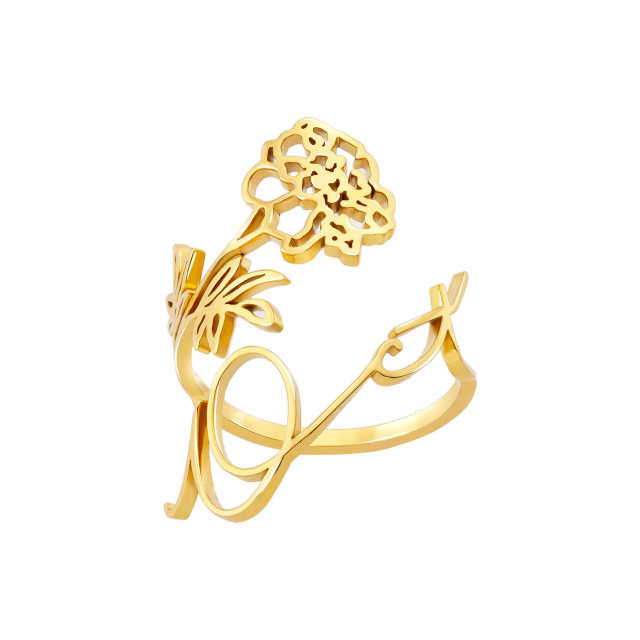 Hot sale birsth flower stainless steel rings