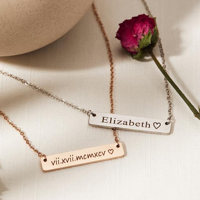 Simple stainless steel bar stamp necklace