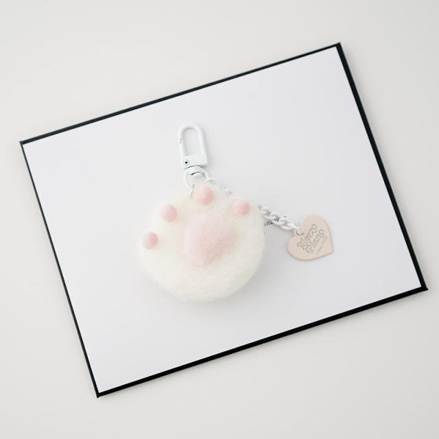 Y2K sweet cat paw fluffy keychain