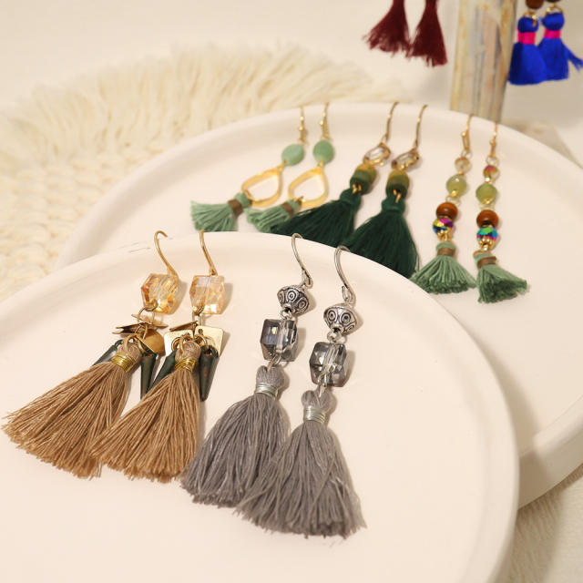 Boho rope tassel earrings