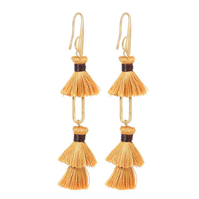 Boho colorful rope tassel geometric earrings