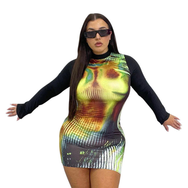 Spring summer Y2K long sleeve bodycon dress