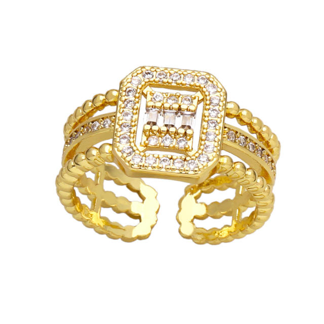 Personality pave setting cubic zircon real gold plated copper rings