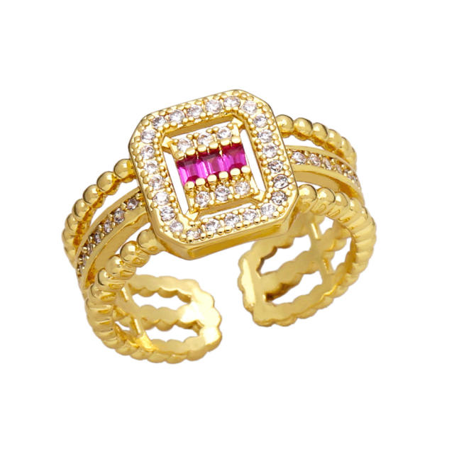 Personality pave setting cubic zircon real gold plated copper rings