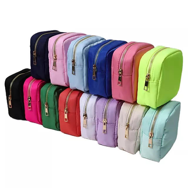 Korean fashion plain color nylon cute cosmetic bag wash bag