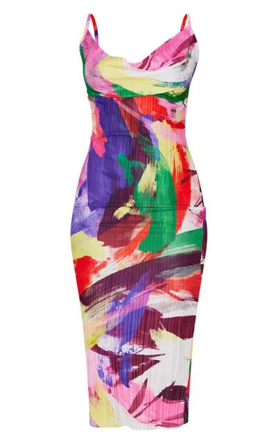 Hot sale color pattern sexy camisole bodycon maxi dress