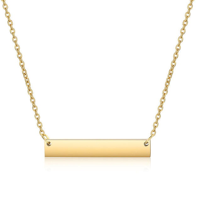 Simple stainless steel bar stamp necklace