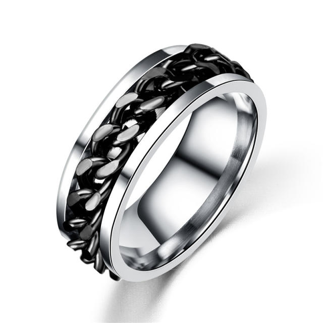 Black color stainless steel fidget rings for men