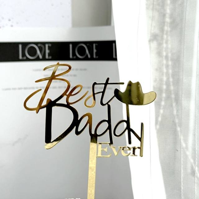 Father's day gold color acrylic cake toppers