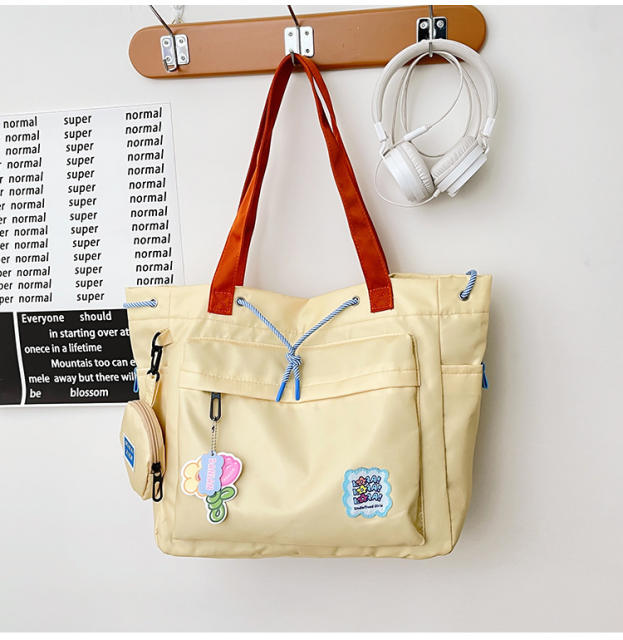 Korean fashion plain color nylon tote bag school bag