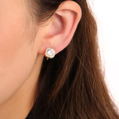 Delicate cubic zircon diamond copper clip on earrings(1pcs price)