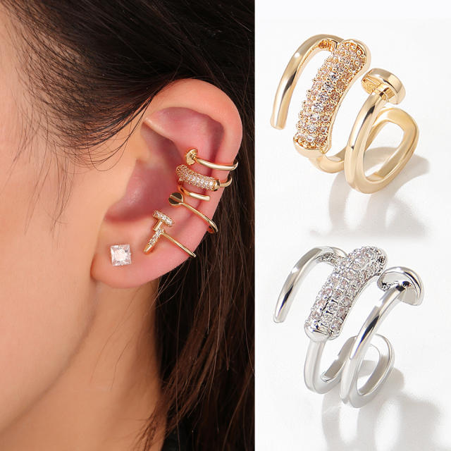 Personality cubic zircon nail copper ear cuff(1pcs price)