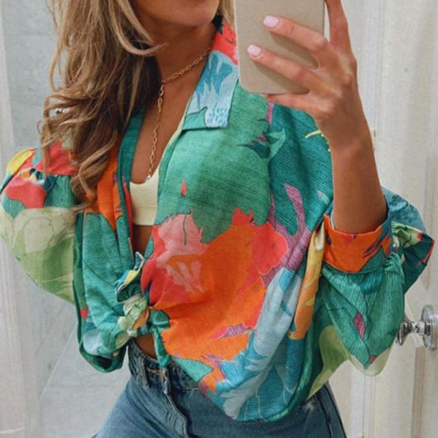 WISH elegant color pattern casual long sleeve women blouse