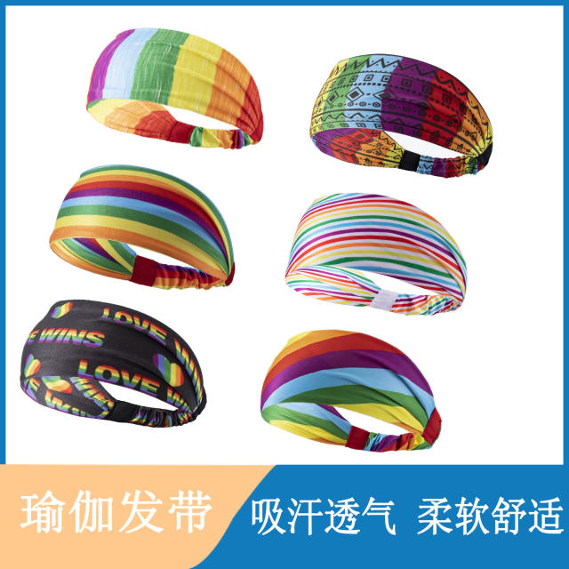 Hot sale rainbow pattern sports headband