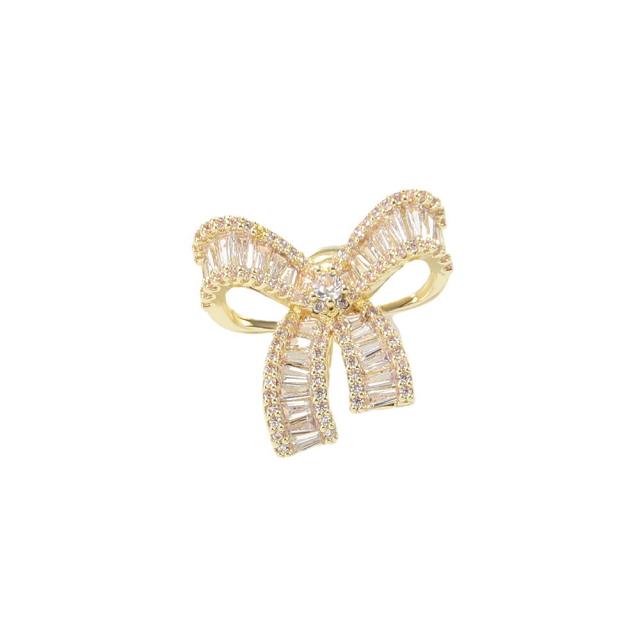 Diamond bow copper clip on earrings(1pcs price)