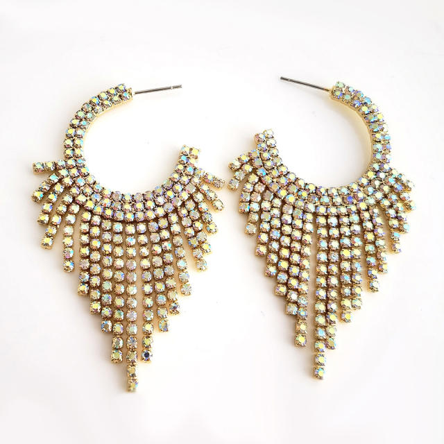 Luxury colorful diamond tassel earrings