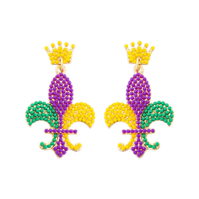 Personality colorful bead foolscap dangle earrings