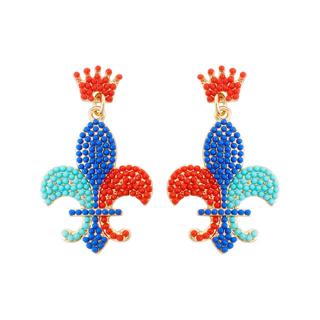 Personality colorful bead foolscap dangle earrings