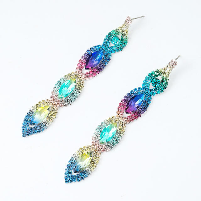 INS rainbow diamond long earrings
