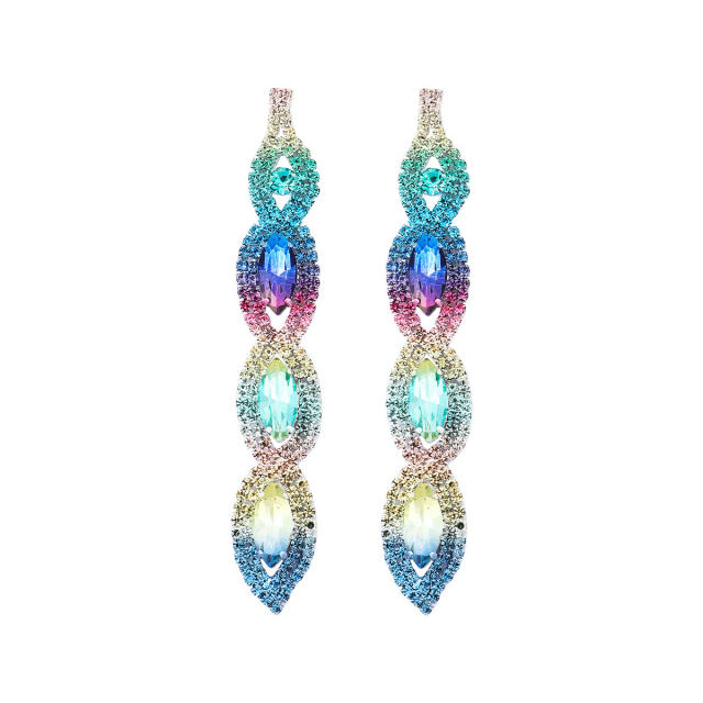 INS rainbow diamond long earrings