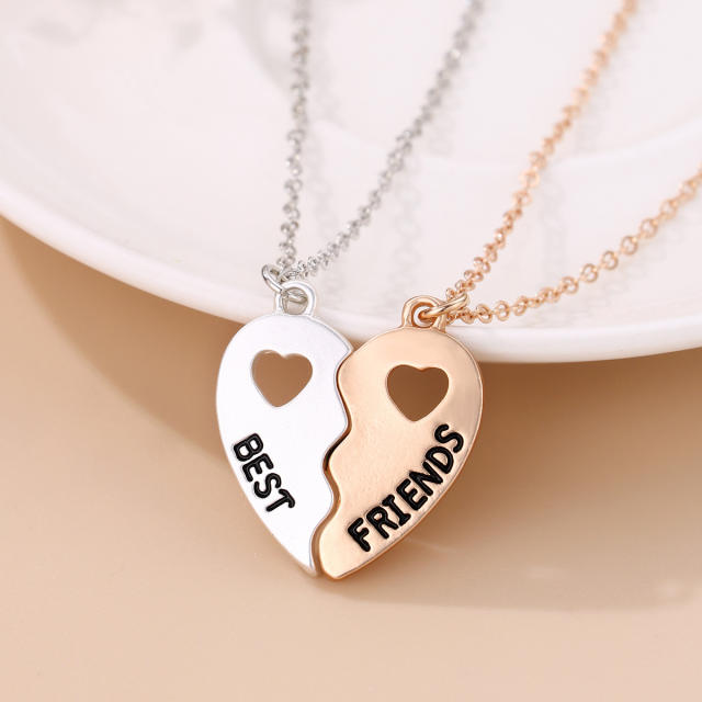 Concise best friends letter Magnetic attraction heart BFF necklace