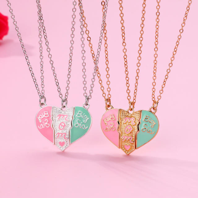 3pcs mother's day heart pendant Magnetic attraction necklace set