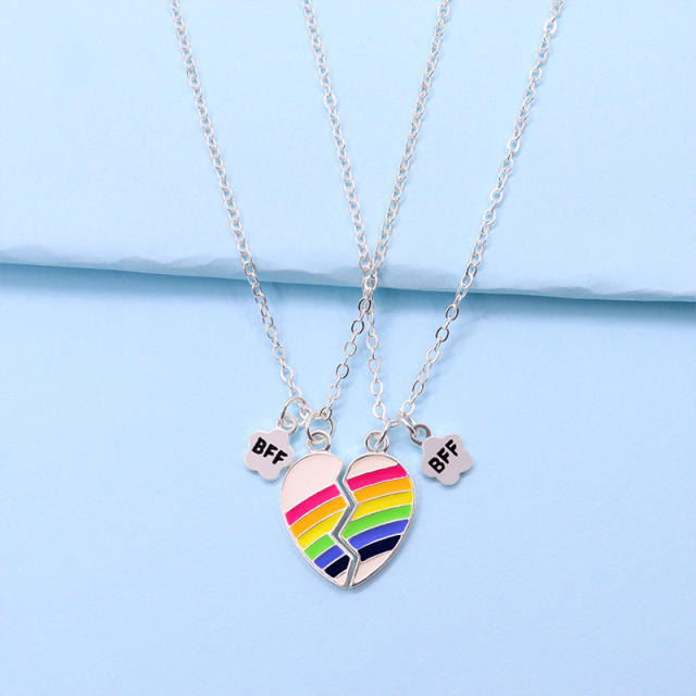 Cute enamel heat BFF Magnetic attraction necklace