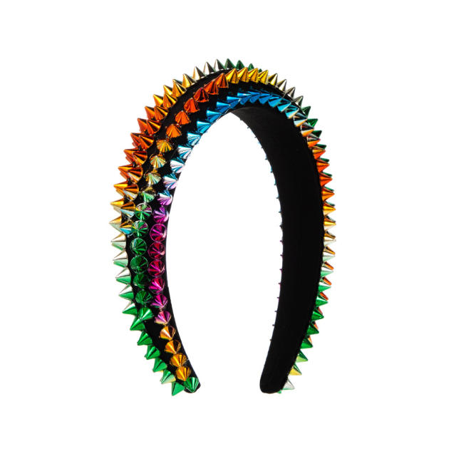 Punk trend colorful rivet padded headband