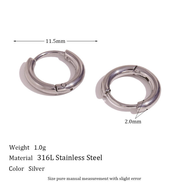 Concise stainless steel hoop earrings