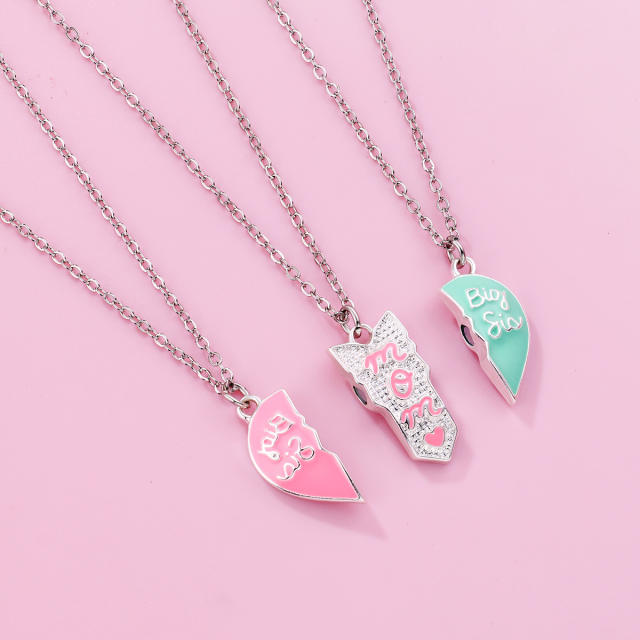 3pcs mother's day heart pendant Magnetic attraction necklace set