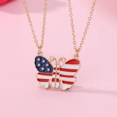 Independence Day butterfly shape BFF Magnetic attraction necklace set