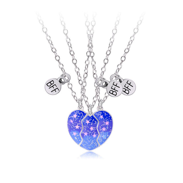 3pcs starry sky Magnetic attraction BFF necklace set