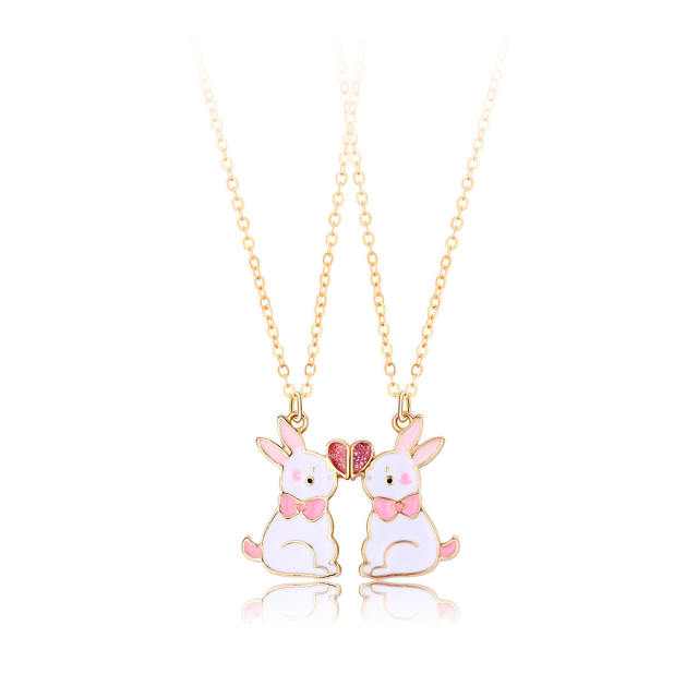 Sweet easter rabbit Magnetic attraction BFF necklace