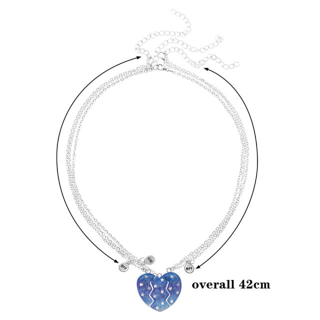 3pcs blue color Magnetic attraction luminous necklace set