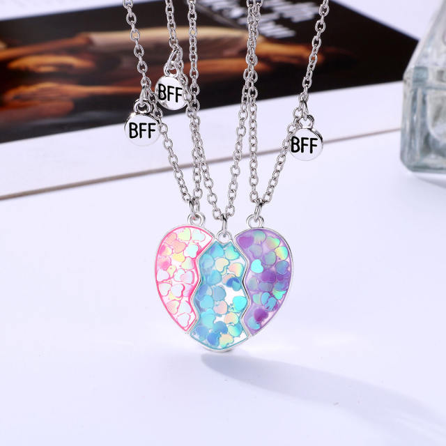 3pcs hot sale heart pendant Magnetic attraction necklace