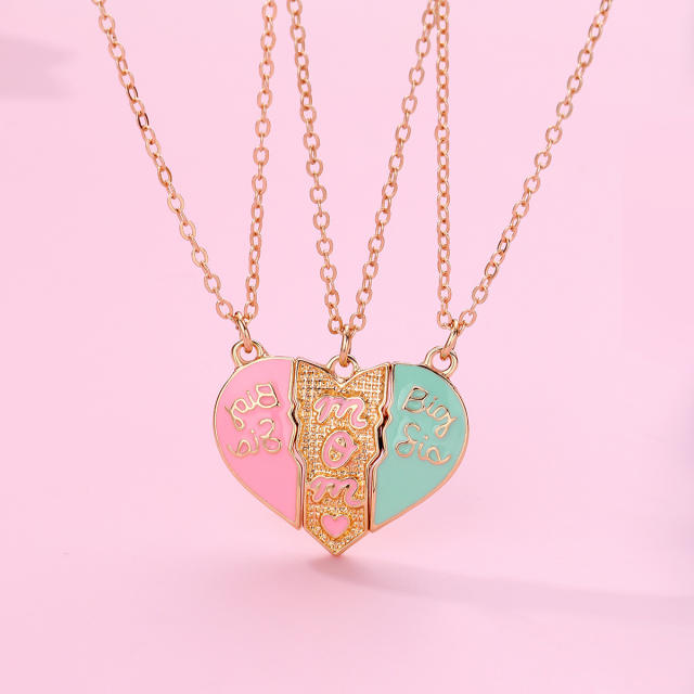 3pcs mother's day heart pendant Magnetic attraction necklace set