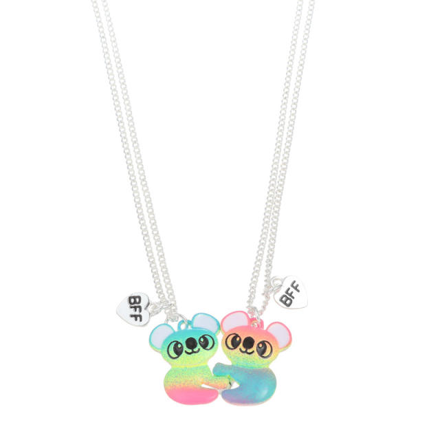 Cute colorful bear Magnetic attraction BFF necklace