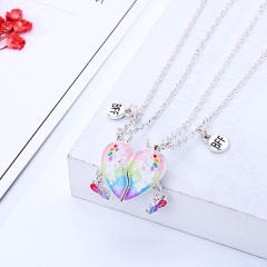 Hot sale unicorn pattern Magnetic attraction heart BFF necklace